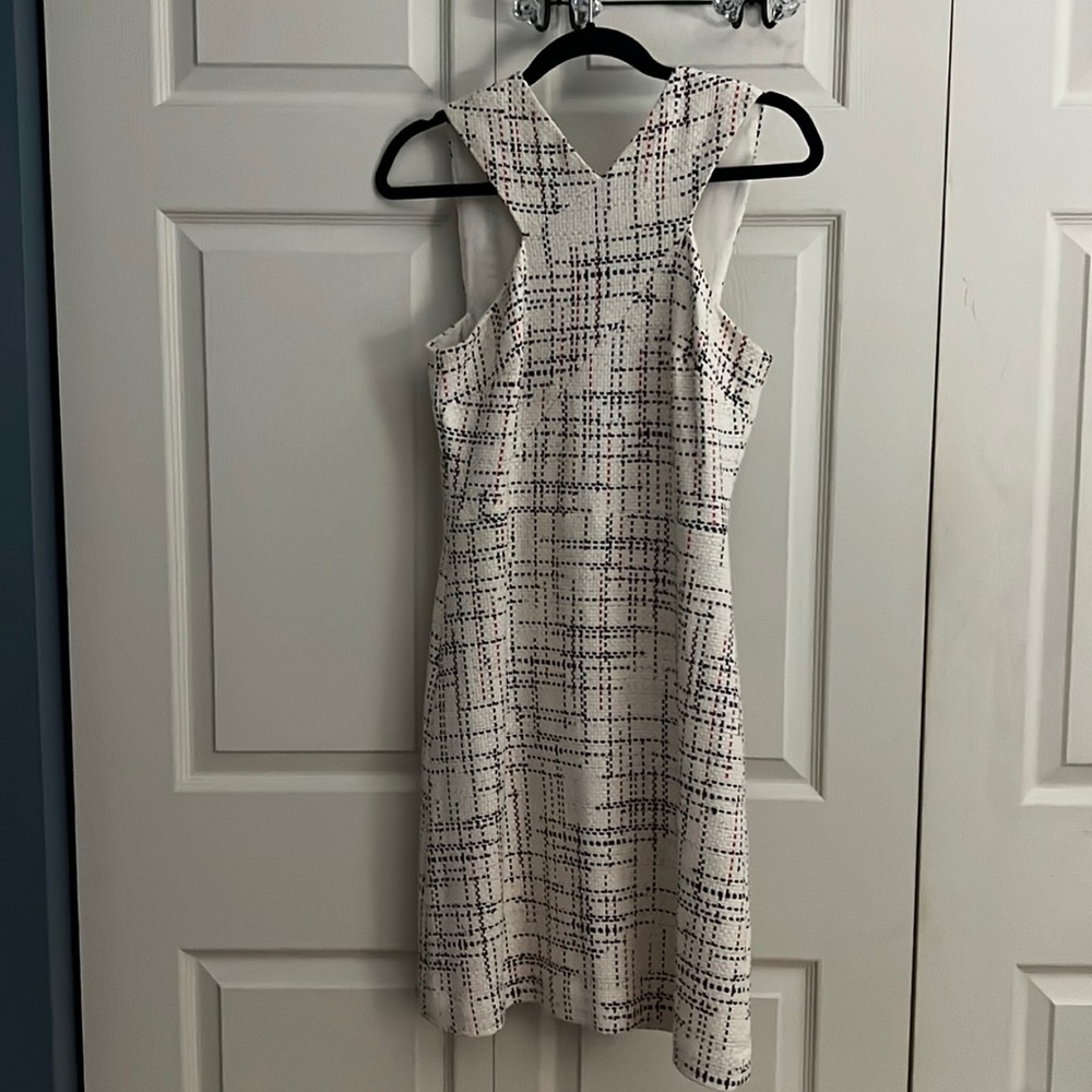Banana republic cream tweed dress with red and blue detailing